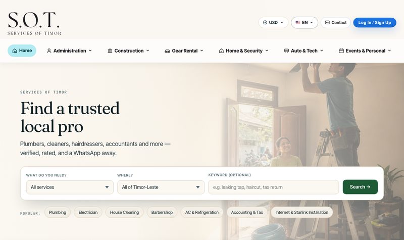 Services of Timor homepage
