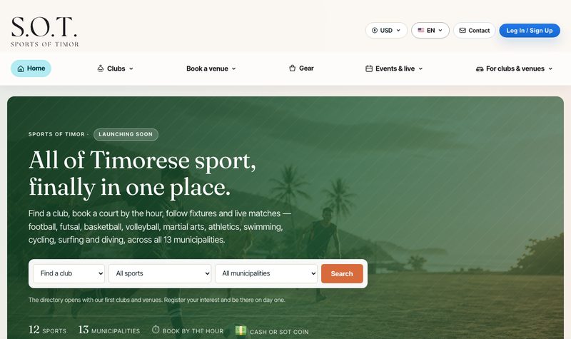 Sports of Timor homepage